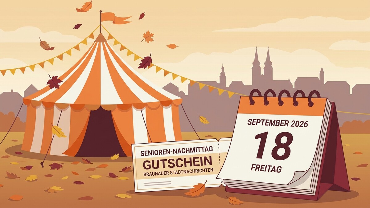 Senioren-Nachmittag Gutschein mit Kalender im September 2026 vor Zirkuszelt