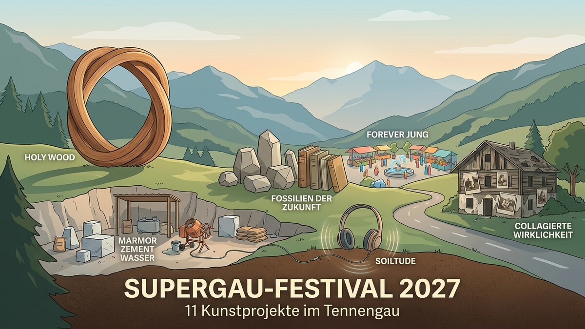Supergau-Festival 2027 mit 11 Kunstprojekten im Tennengau, Österreich.