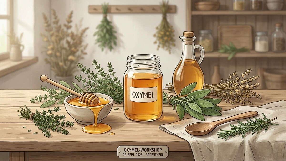 Ochsenmaul-Workshop in Radenthein: Honig, Kräuter und eine Karaffe mit Oximel