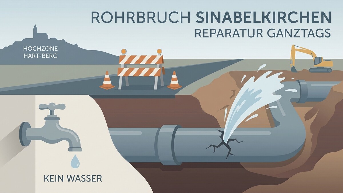 Rohrbruch Sinabelkirchen: Reparatur, Baustelle, Wasserhahn ohne Wasser, Hochzone Hart-Berg