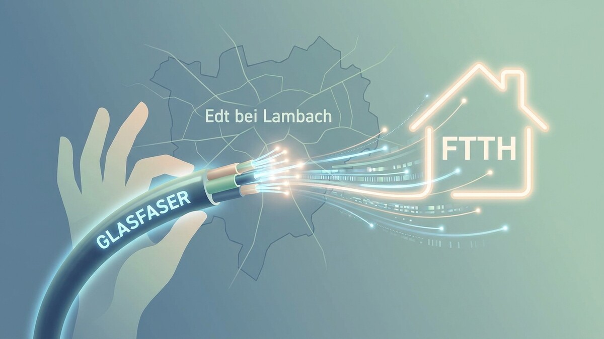 Glasfaser-Anschluss in Edt bei Lambach, symbolisiert durch FTTH-Hausanschluss.