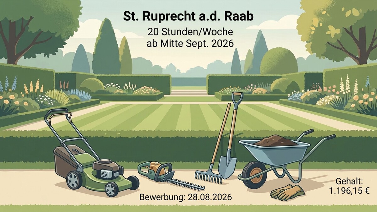Gartenarbeit in St. Ruprecht a.d. Raab: Rasenmäher, Heckenschere, Schaufel, Rechen und Schubkarre