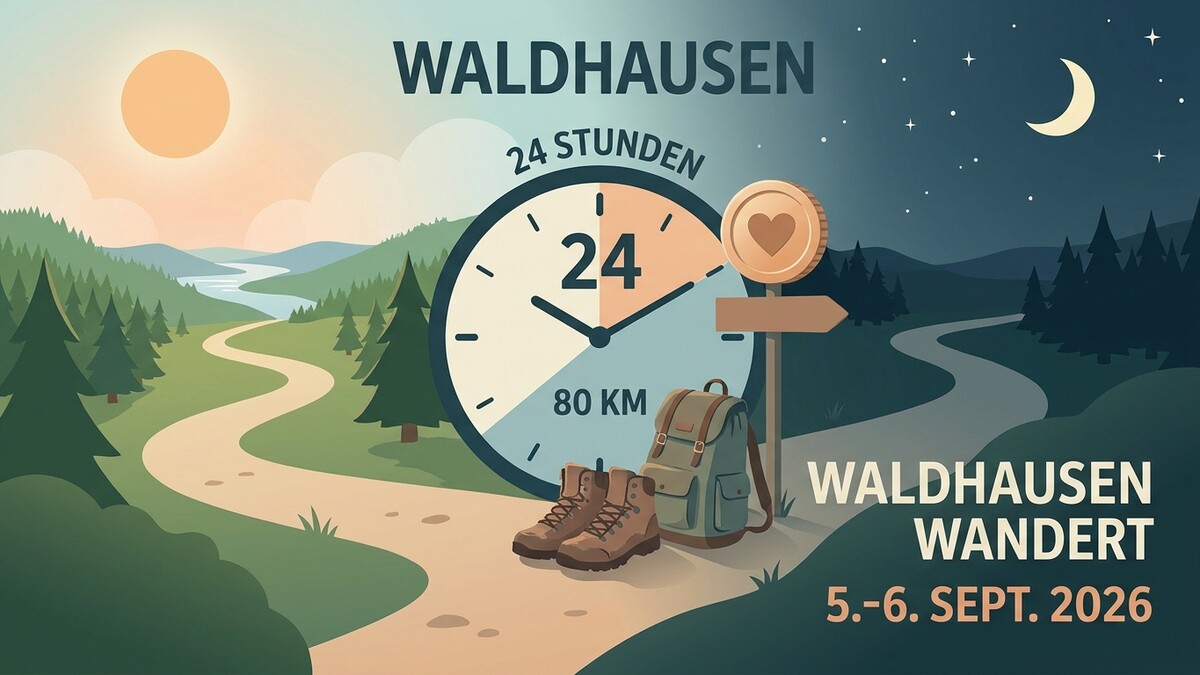 Waldhausen Wandert 24 Stunden 80 km mit Rucksack und Wanderschuhen