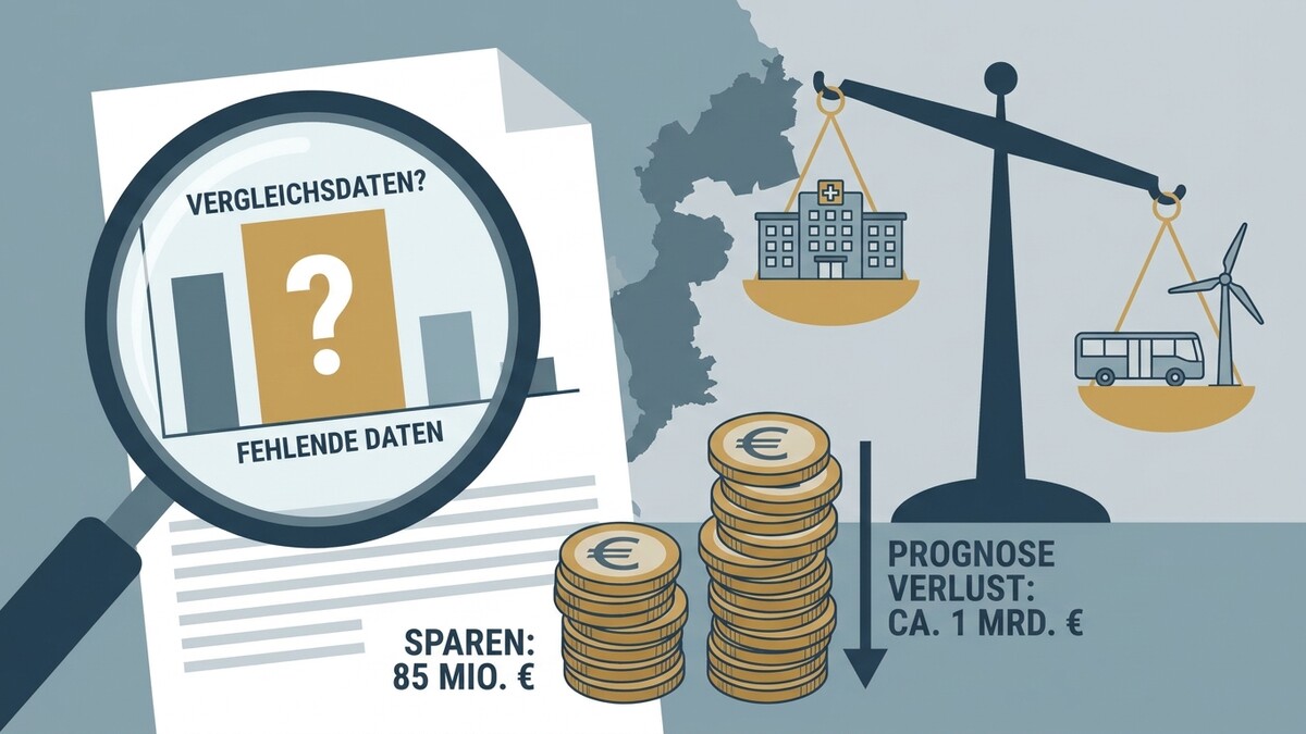 Vergleich von Daten: Krankenhaus gegen Windrad und Bus, Prognose Verlust 1 Mrd. Euro