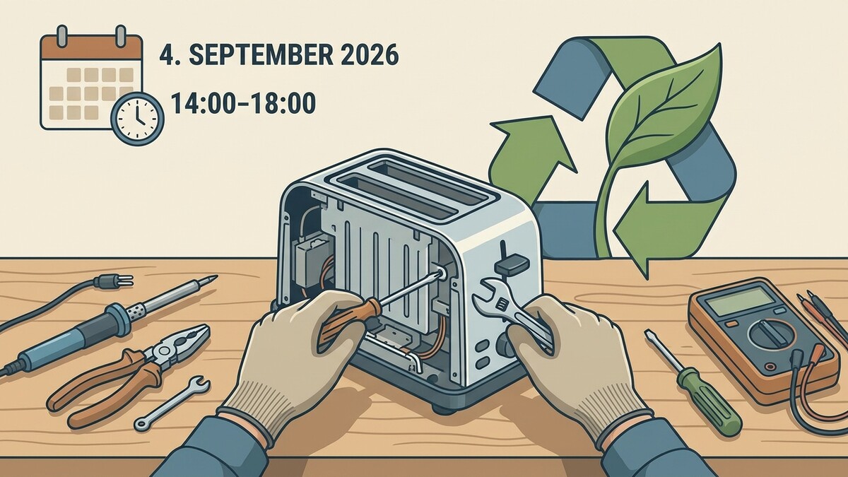 Reparatur eines Toasters am 4. September 2026 mit Werkzeug und Multimeter