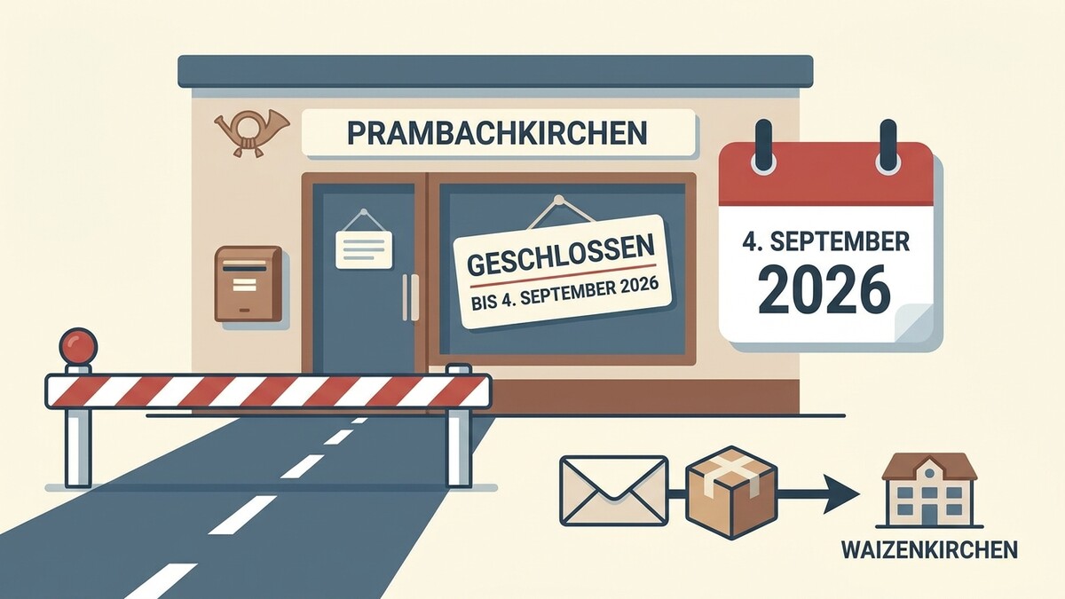 Postamt Prambachkirchen geschlossen bis 4. September 2026, Umleitung nach Waizenkirchen