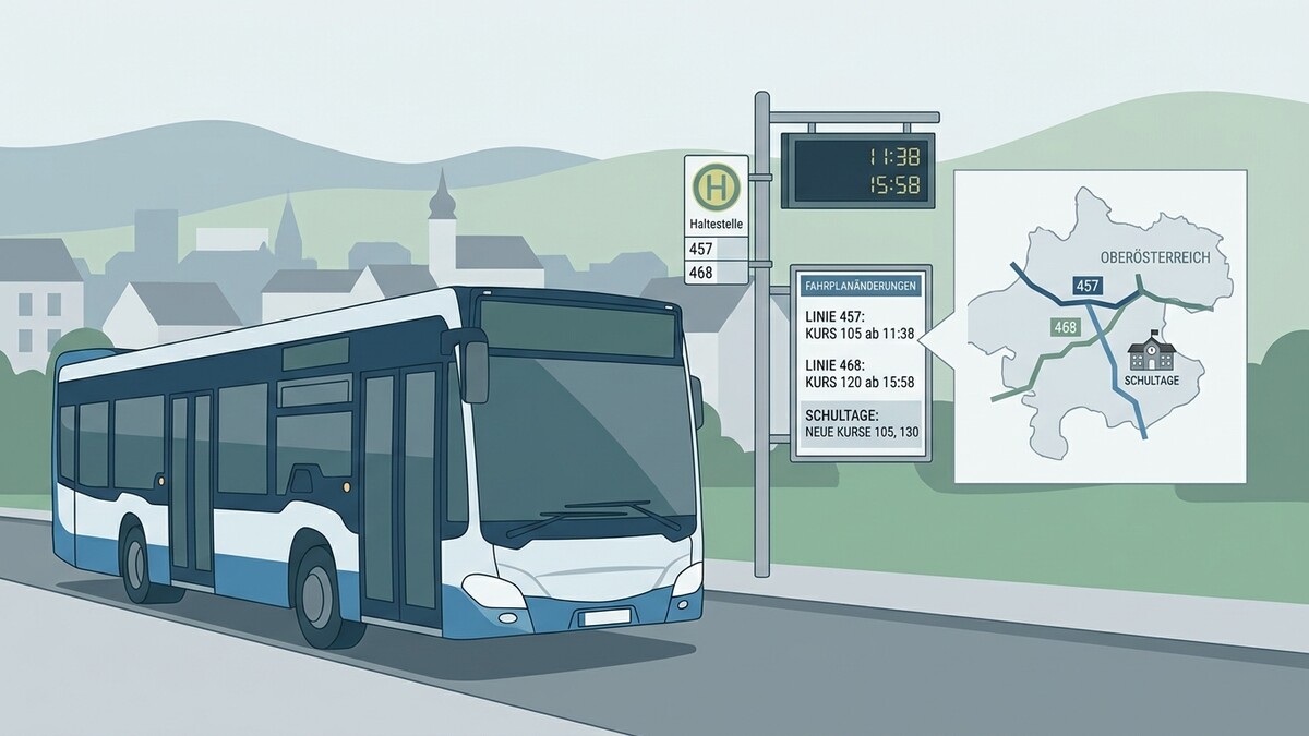 Buslinie 457 und 468 in Oberösterreich mit Fahrplanänderungen und Schulwegkarte