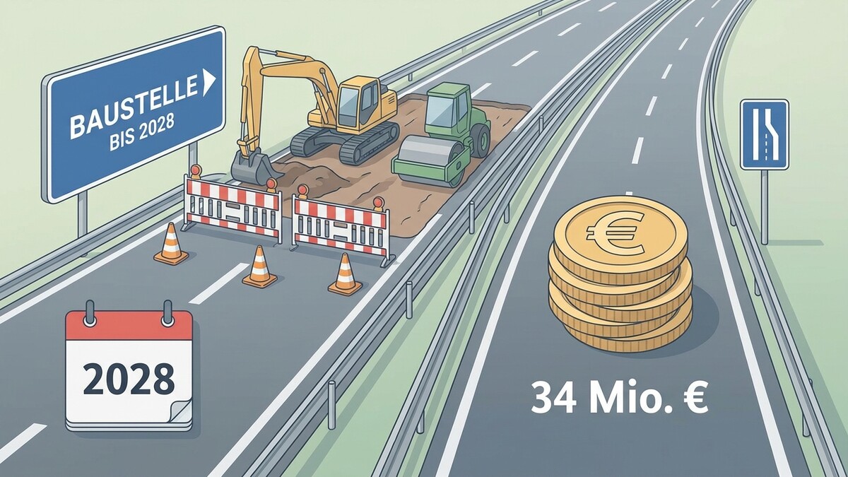 Baustelle bis 2028 mit Bagger, Walze und 34 Mio. Euro auf Autobahn
