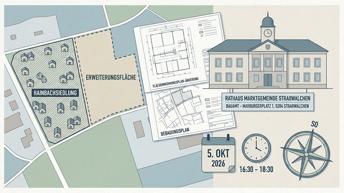 Bebauungsplan Hainbachsiedlung und Rathaus Straßwalchen mit Bauamt, Mayburgerplatz 1, 5204 Straßwalchen