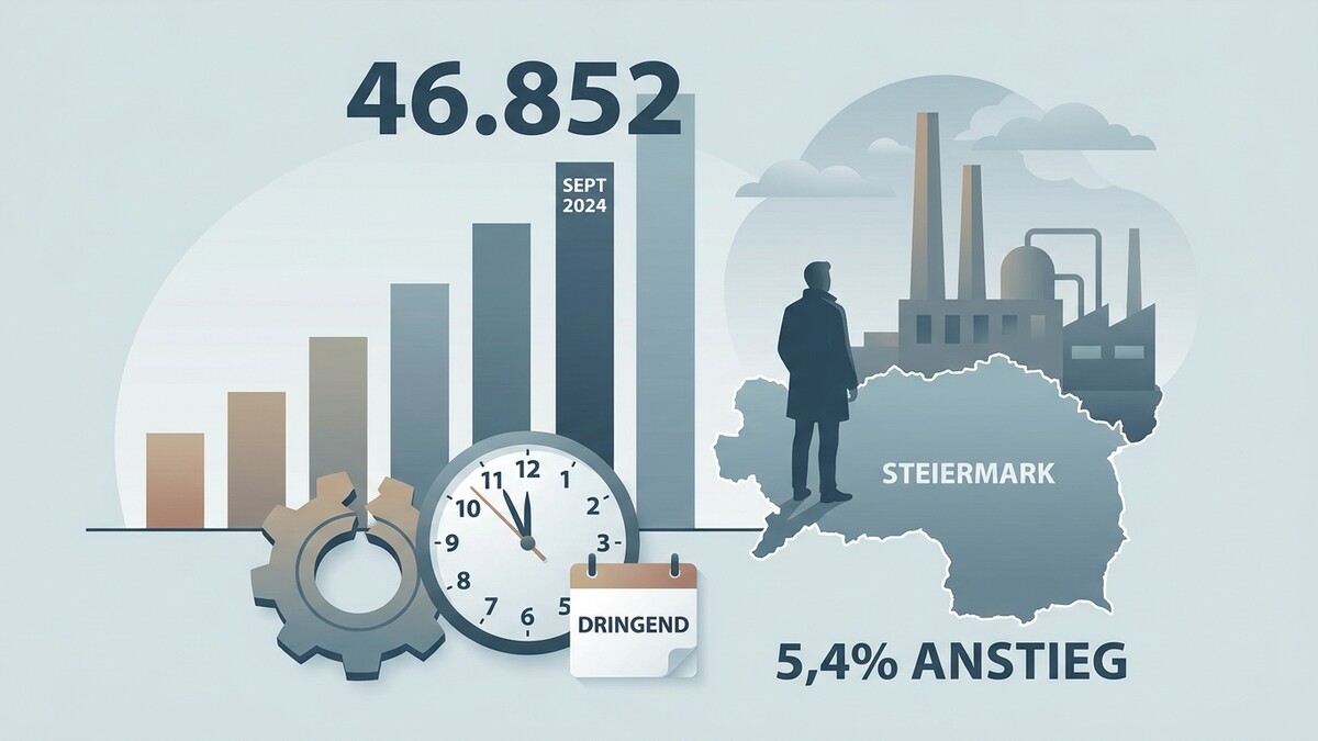 Steiermark: 46.852 Arbeitslose im September 2024 mit 5,4% Anstieg