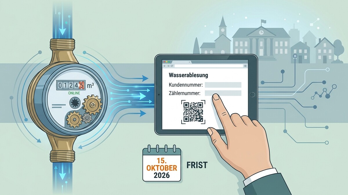 Wasserablesung online per Tablet mit QR-Code, Zähler und Frist 15. Oktober 2026