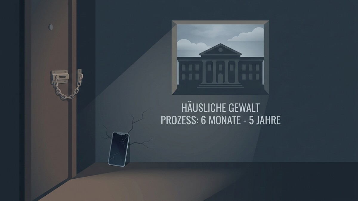Häusliche Gewalt Prozess: 6 Monate – 5 Jahre, zerbrochenes Handy vor Gerichtgebäude