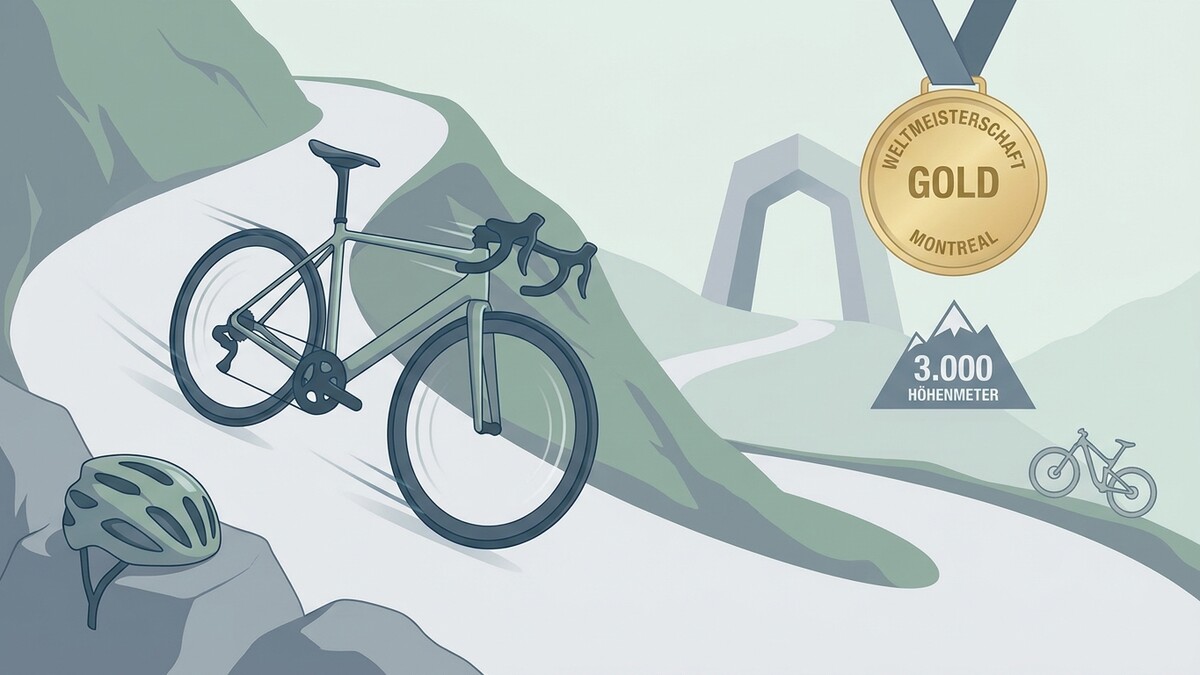Rennrad-WM-Goldmedaille Montreal 3.000 Höhenmeter und Rennrad auf Bergstraße