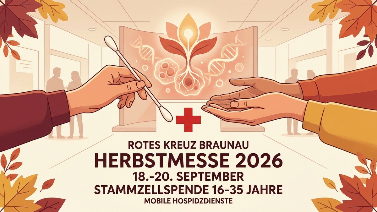 Stammzellspende: Rotes Kreuz Braunau Herbstmesse 2026 mit Wattestäbchen und Händen