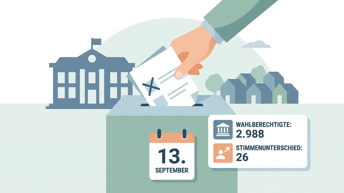 Wahlgrafik mit Wahlurne, Stimmzettel und Kalenderblatt 13. September