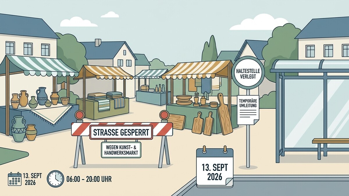 Kunsthandwerksmarkt in Österreich: Straße gesperrt, Haltestelle verlegt, 13. Sept. 2026