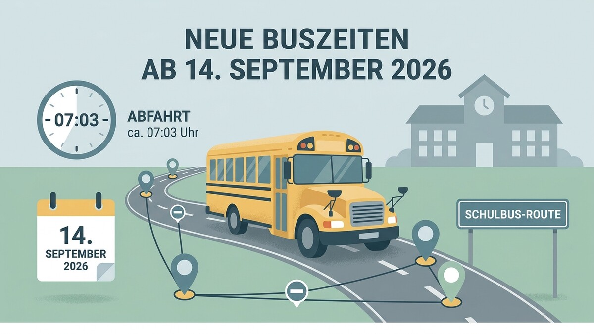 Neue Buszeiten ab 14. September 2026 mit Schulbus-Route und Abfahrtszeit 07:03 Uhr