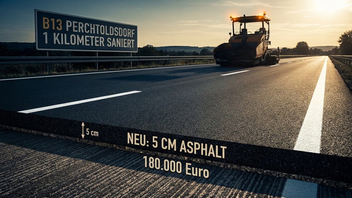 B13 Perchtoldsdorf: 1 Kilometer saniert mit neuem Asphalt um 180.000 Euro