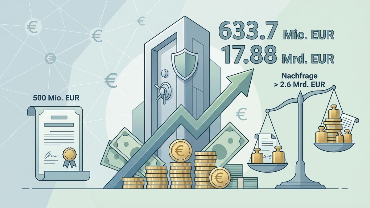 Finanzwachstum mit Tresor, Geld und Waage, 633.7 Mio. EUR, 17.88 Mrd. EUR