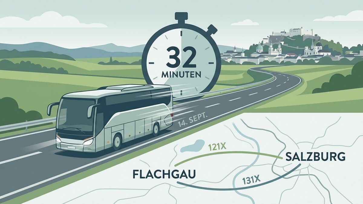 Busfahrt nach Salzburg: 32 Minuten von Flachau am 14. September
