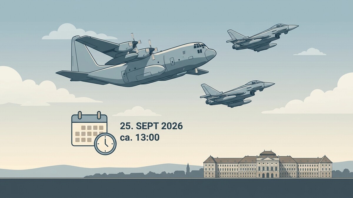 Flugzeuge und Schloss Schönbrunn in Wien am 25. September 2026 um 13:00 Uhr