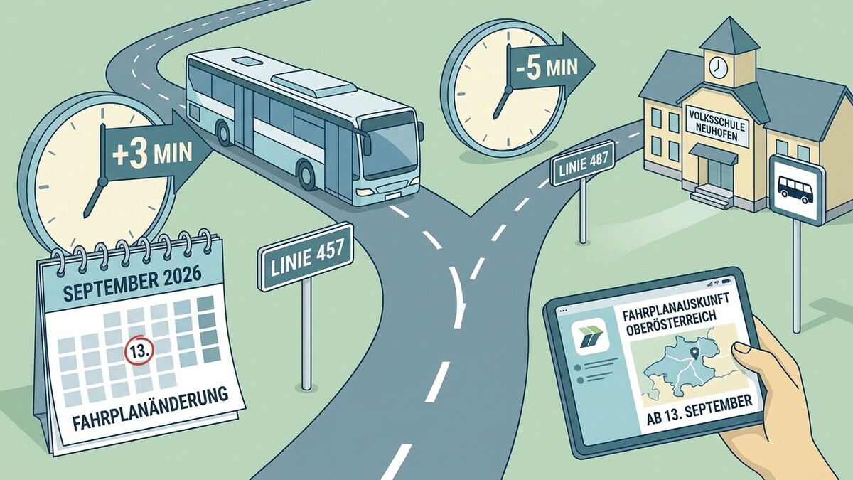 Fahrplanänderung ab 13. September 2026 mit Buslinie 457 und 487 bei der Volksschule Neuhofen