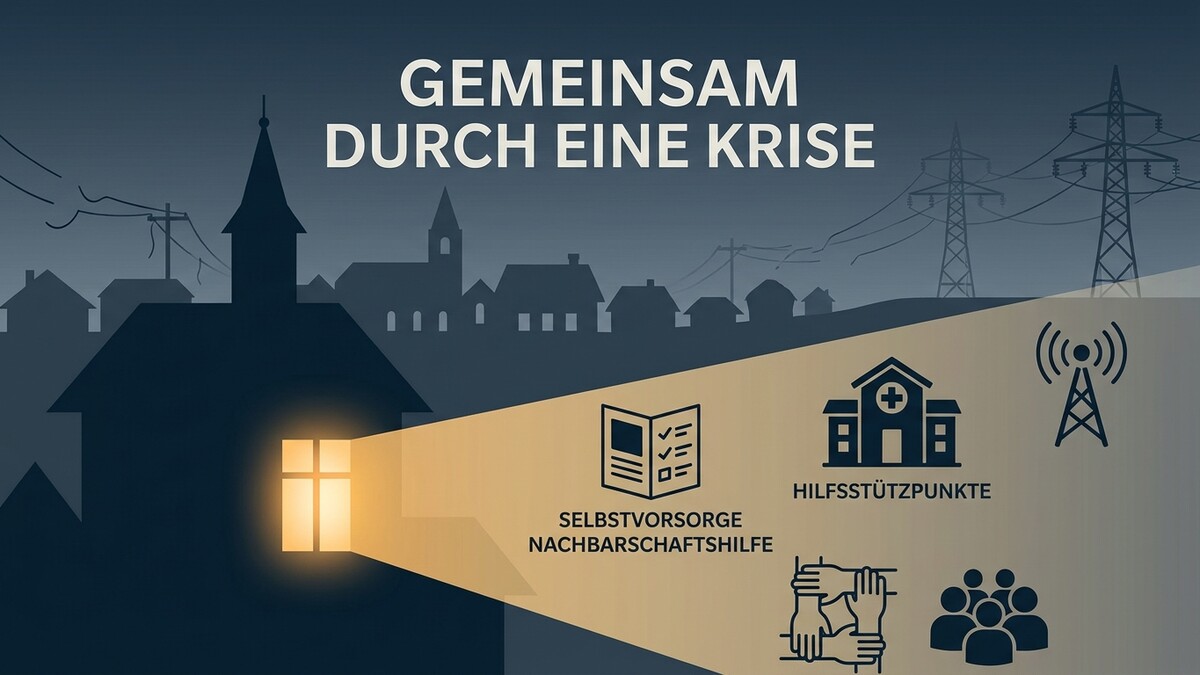 Gemeinsam durch Krise: Selbstvorsorge, Hilfsstützpunkte, Nachbarschaftshilfe, Funkmast