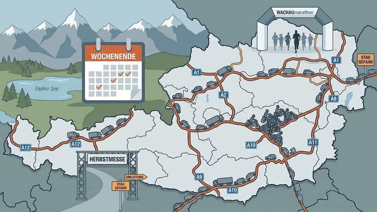 Österreichkarte mit Staugefahren, Herbstmesse, Faaker See und Wachau Marathon