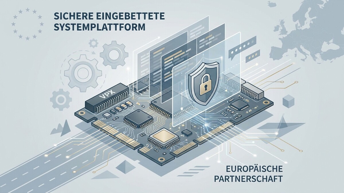 Sichere eingebettete Systemplattform mit Schutzschild und EU-Karte, Europäische Partnerschaft