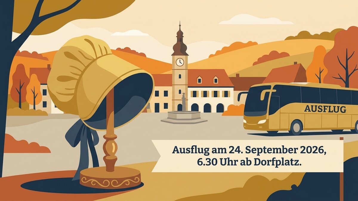 Ausflug am 24. September 2026 mit gelbem Bus ab Dorfplatz.