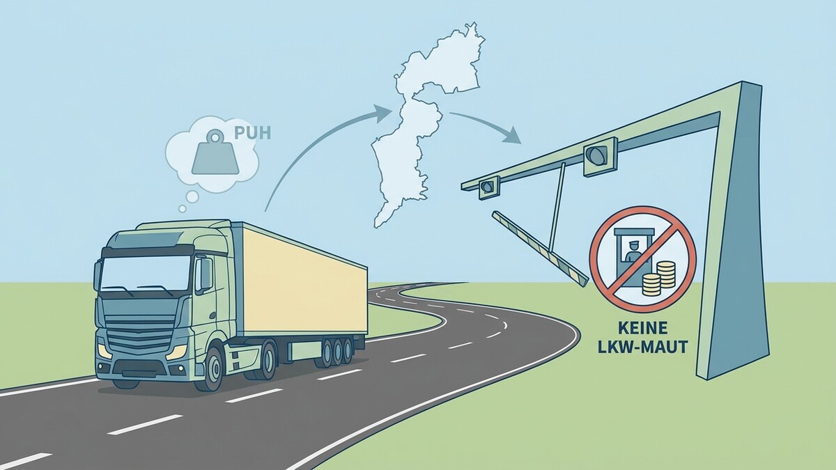 LKW fährt auf Straße, LKW-Maut wird in Österreich nicht erhoben.