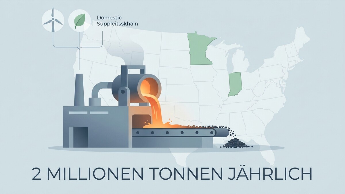 Industrieanlage in den USA mit Förderband und heißer Flüssigkeit, die zu Granulat wird.