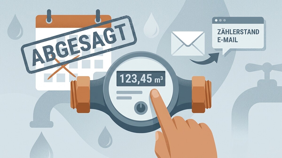Zählerstand ablesen und per E-Mail melden, Kalender mit "Abgesagt"