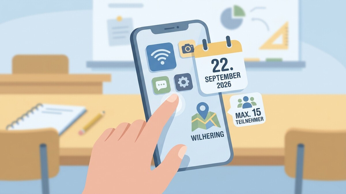 Smartphone mit Kalender und Karte von Wilhering, 22. September 2026, max. 15 Teilnehmer