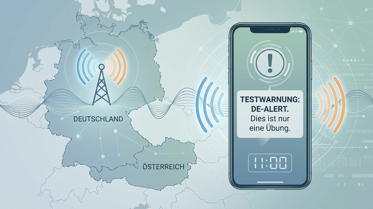 Testwarnung DE-ALERT auf Handy in Österreich und Deutschland, Sendemast, Übung