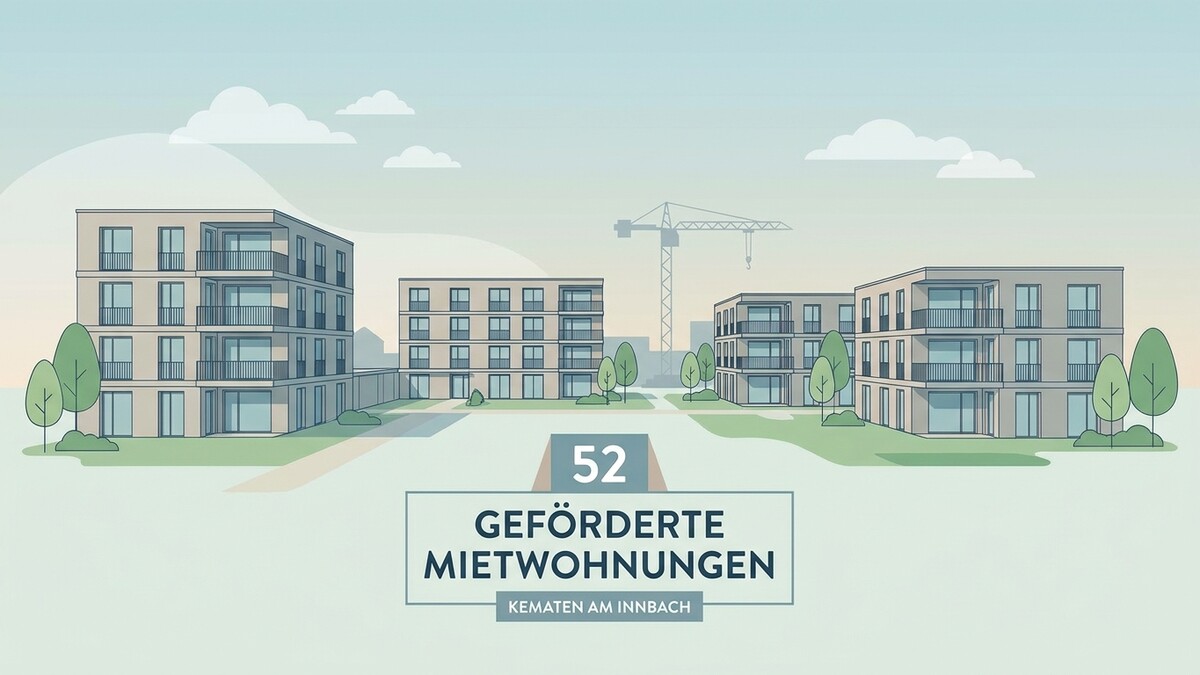 Geförderte Mietwohnungen Kematten am Innbach mit Kran im Hintergrund