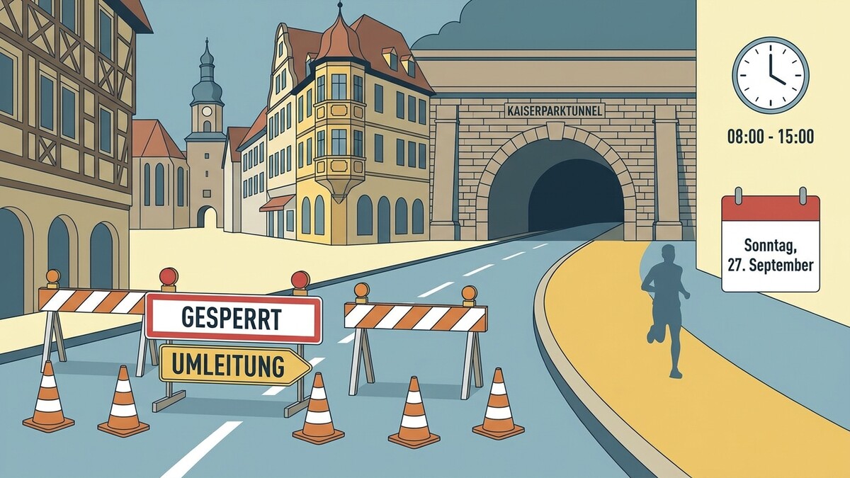 Kaiserparktunnel gesperrt Sonntag 27. September von 08:00 bis 15:00 Uhr, Läufer auf Umleitung