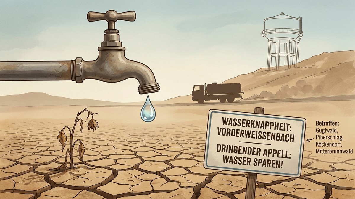 Wasserknappheit Vorderweissenbach: Dringender Appell Wasser sparen! Betroffen Guglwald, Piberslag, Köckendorf, Mitterbrunnwald