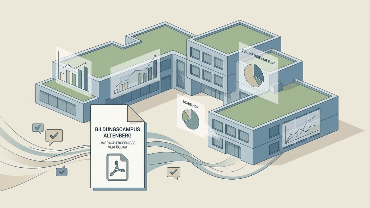 Bildungscampus Altenberg mit Umfrageergebnissen und Grafiken zur Zukunftsgestaltung