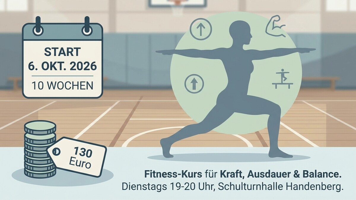 Fitness-Kurs Handenberg: Start 6. Okt. 2026, 10 Wochen, 130 Euro, Kraft, Ausdauer & Balance.