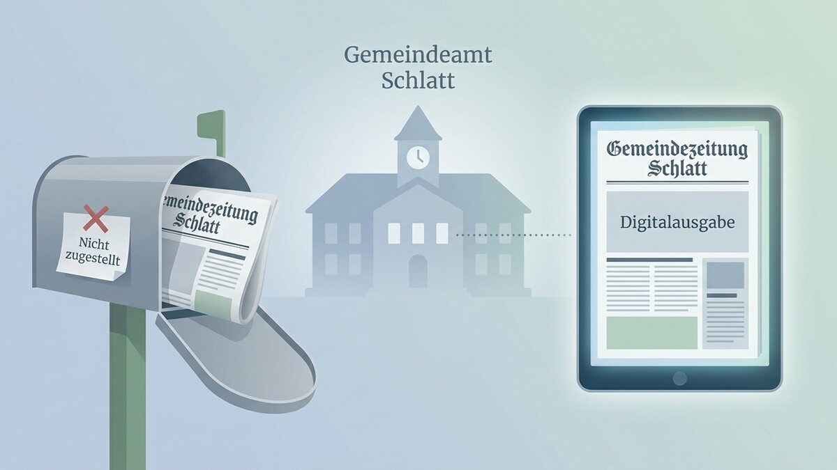 Gemeindezeitung Schlatt digital auf Tablet statt nicht zugestellt im Briefkasten