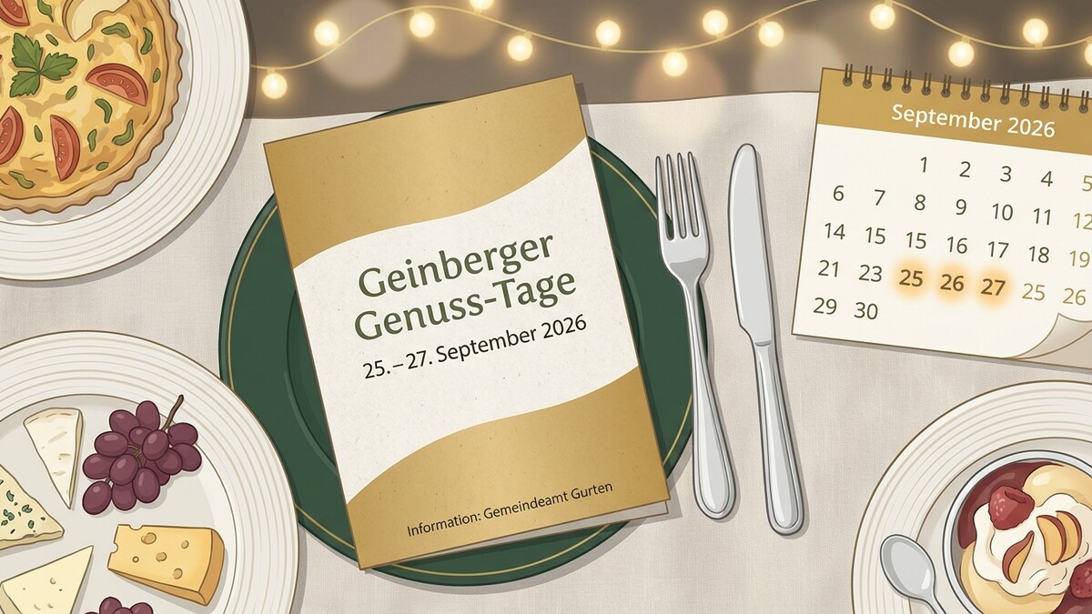 Geinberger Genuss-Tage vom 25.-27. September 2026 mit Speisen und Kalender