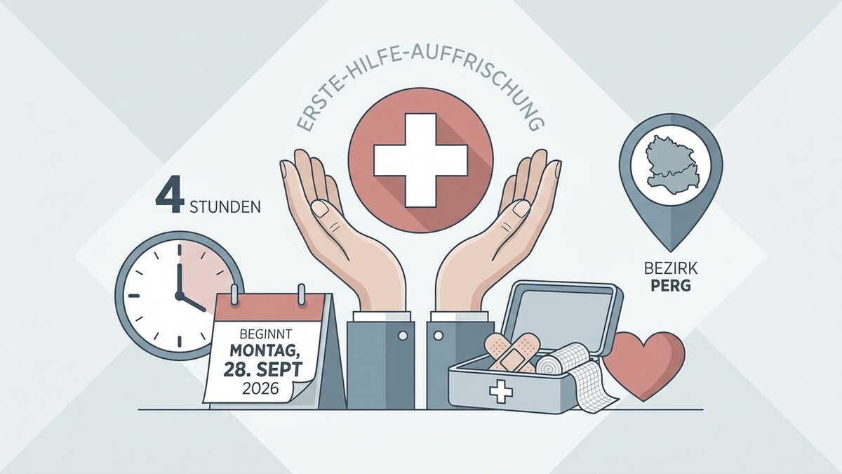 Erste-Hilfe-Auffrischung im Bezirk Perg dauert 4 Stunden, Beginn 28. Sept. 2026