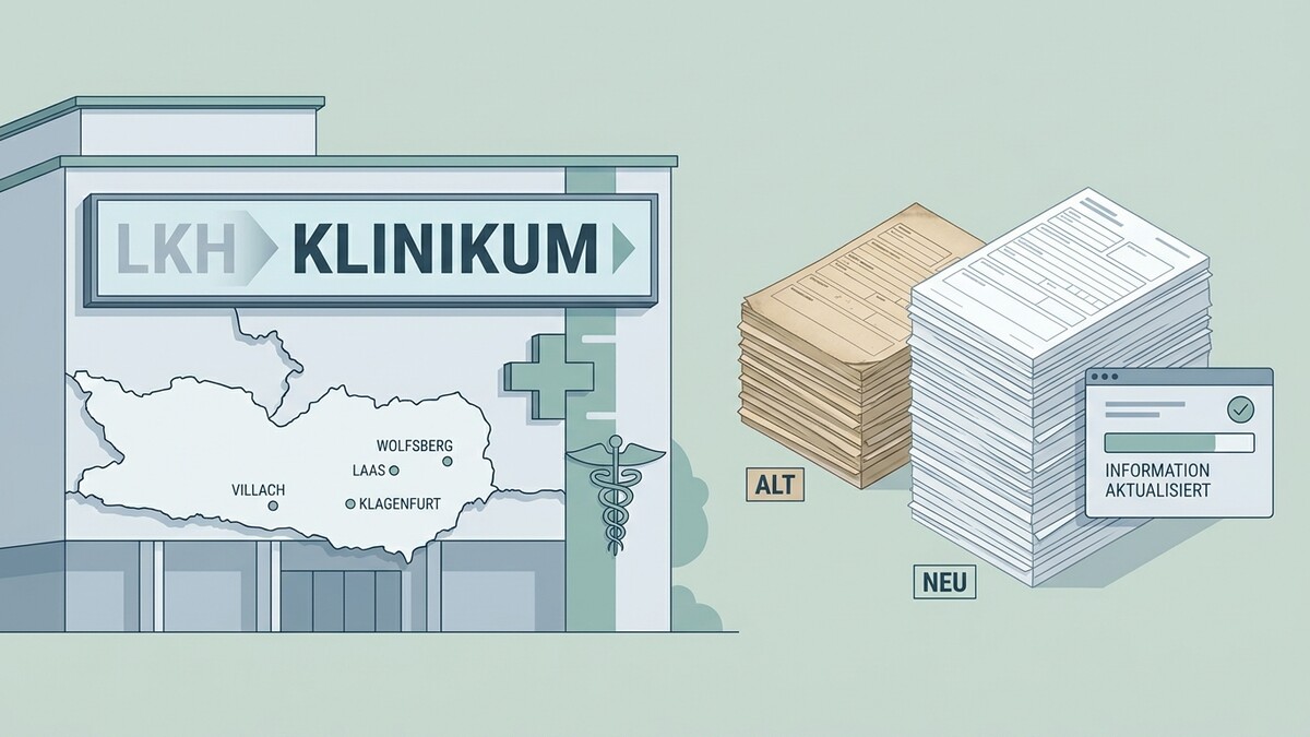 LKH Klinikum Kärnten mit Standorten Villach, Wolfsberg, Laas und Klagenfurt, alte und neue Dokumente