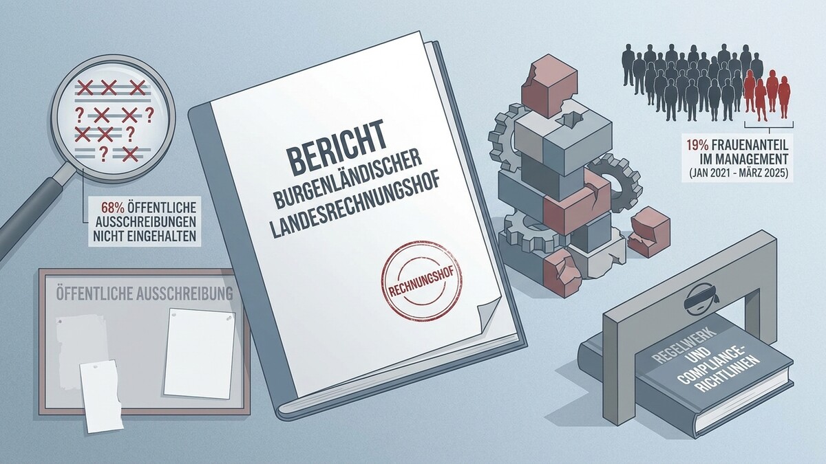Burgenländischer Rechnungshof: 68% öffentliche Ausschreibungen nicht eingehalten, 19% Frauenanteil im Management