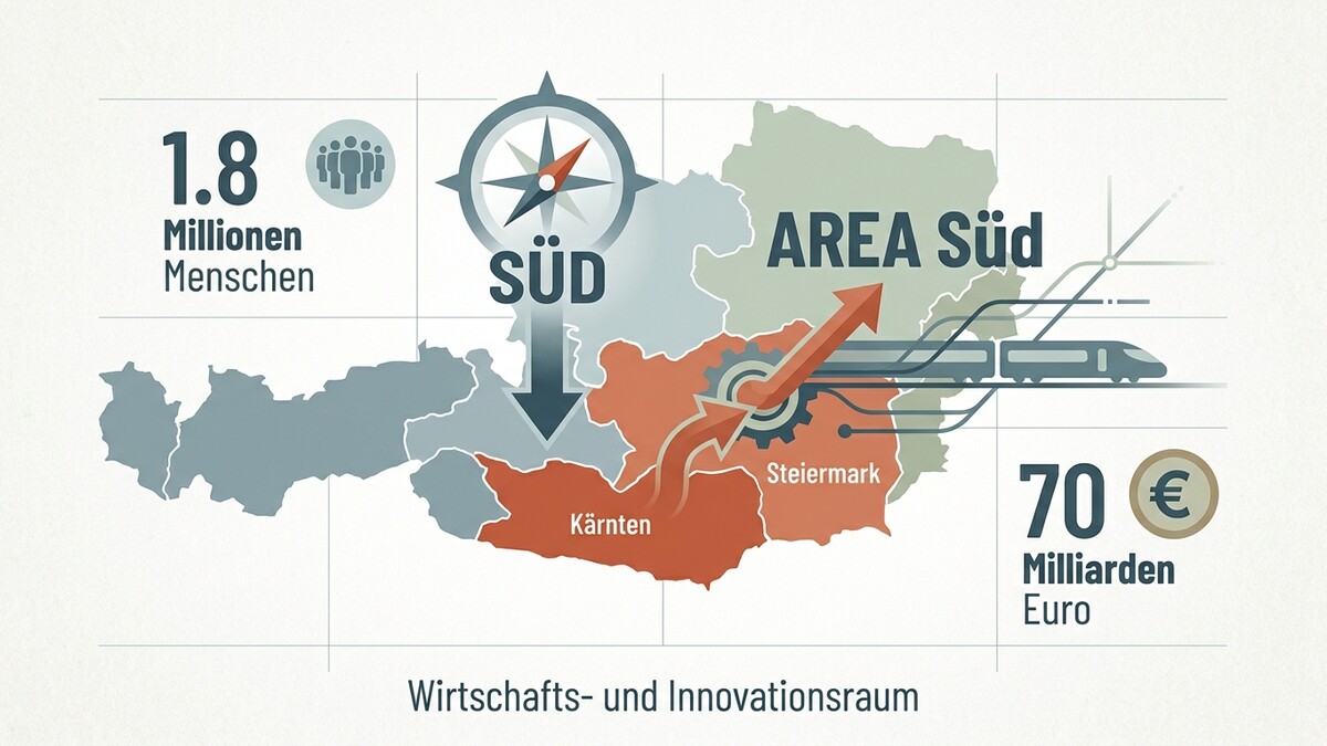 Wirtschafts- und Innovationsraum AREA Süd mit 1,8 Mio. Menschen und 70 Mrd. Euro in Kärnten und Steiermark