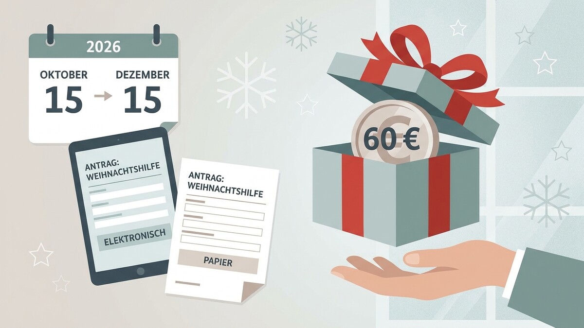 Weihnachtshilfe: Antragsfristen Oktober bis Dezember und 60 Euro als Geschenk.