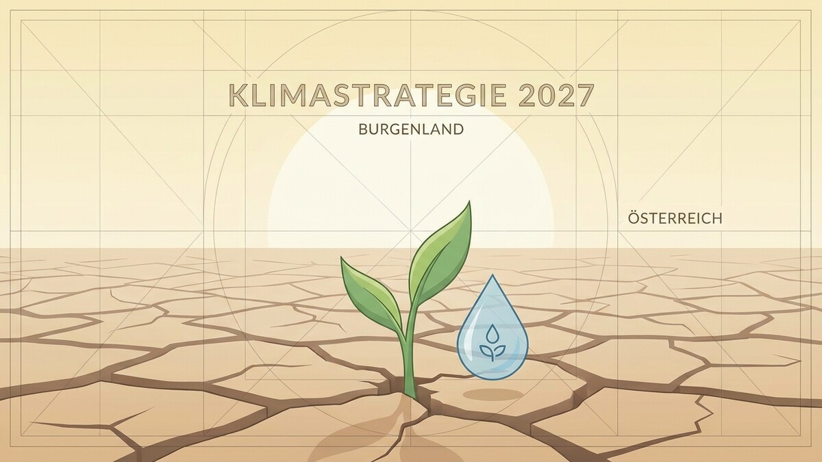Klimastrategie 2027 Burgenland: Keimling wächst aus trockener Erde, Österreich