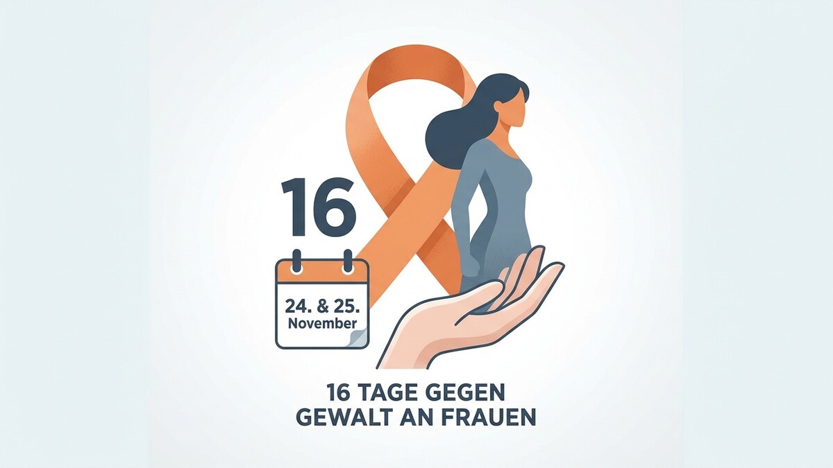 16 Tage gegen Gewalt an Frauen: Orange Schleife, Kalenderblatt 24./25. Nov.