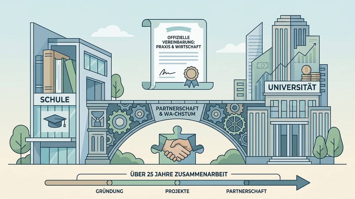 Partnerschaft & Wachstum: Schule und Universität verbinden, über 25 Jahre Zusammenarbeit.
